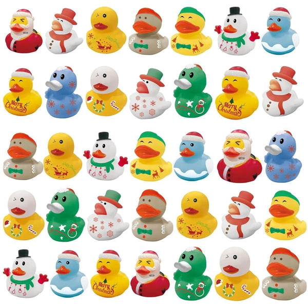Christmas Bath Toy Rubber Mini Duck Snowflake Santa Hat