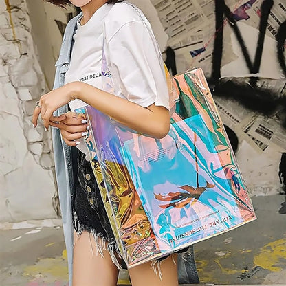 Clear Rainbow Shopping Tote Bag