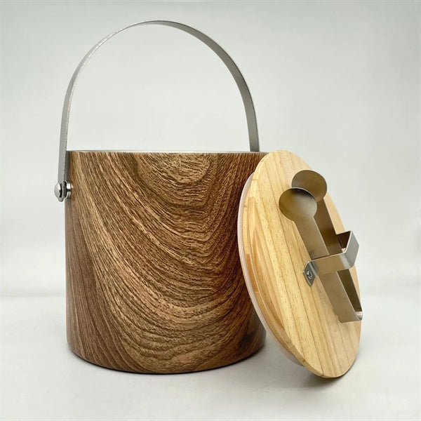 Wooden Stainless Steel Ice Bucket with Tongs
