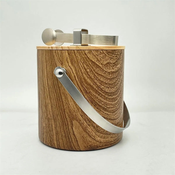 Wooden Stainless Steel Ice Bucket with Tongs