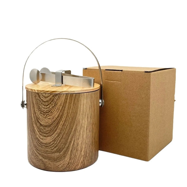 Wooden Stainless Steel Ice Bucket with Tongs