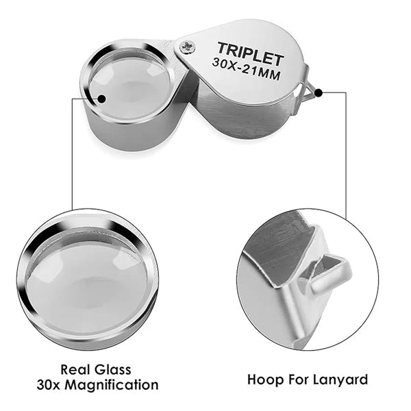 Pocket 30X Magnifying Glass Jewelers Eye Loupe