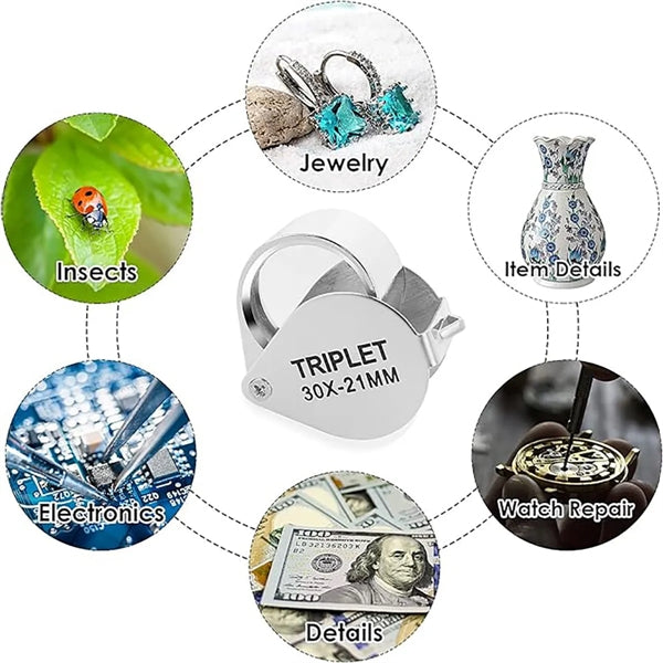 Pocket 30X Magnifying Glass Jewelers Eye Loupe