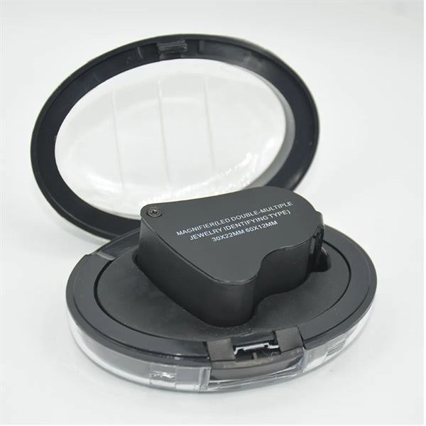30X 60X Illuminated Dual Lens Jewelers Loupe Magnifier