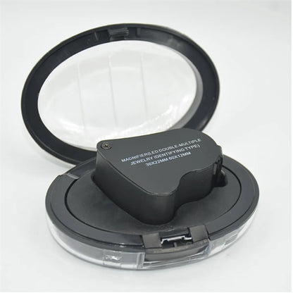 30X 60X Illuminated Dual Lens Jewelers Loupe Magnifier