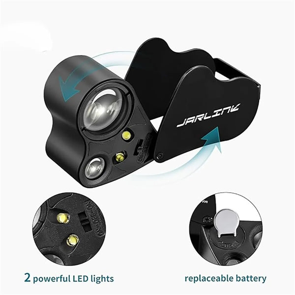30X 60X Illuminated Dual Lens Jewelers Loupe Magnifier