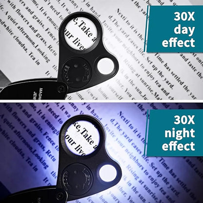 30X 60X Illuminated Dual Lens Jewelers Loupe Magnifier