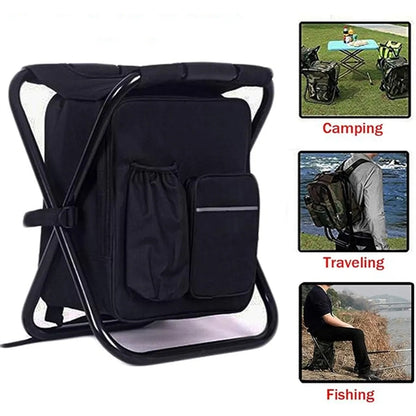 Portable Backpack Chair With Fabric Cooler Bag