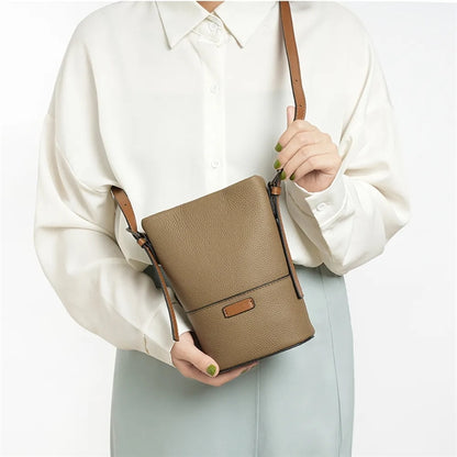 Genuine Leather Shoulder Tote Crossbody Handbag Bucket Bag