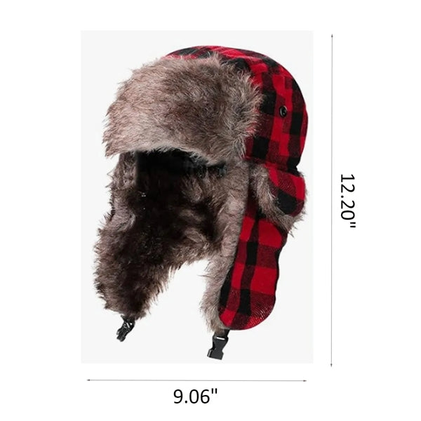 WarmThick Winter Windproof Unisex Plaid Trapper Hat