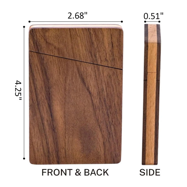 Portable Slim Durable Walnut Wood Business Cards Case Holder