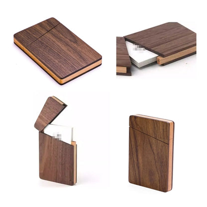 Portable Slim Durable Walnut Wood Business Cards Case Holder