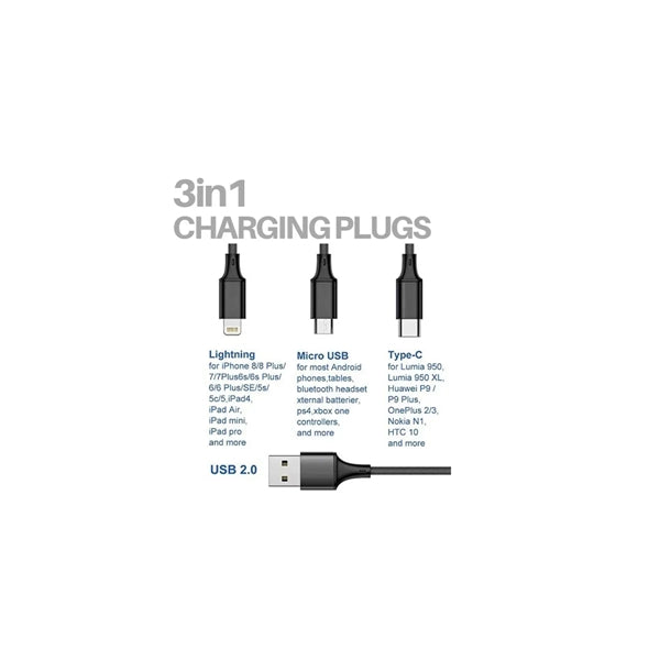 3 In 1 USB Fast Charging Cable