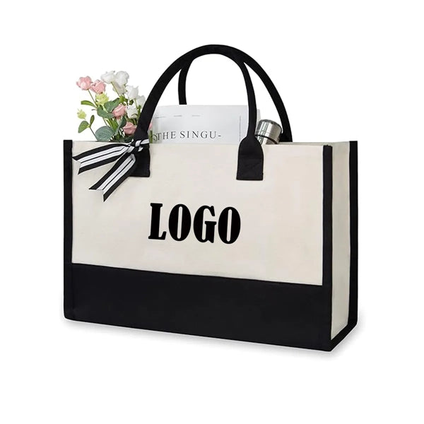 Personalized Initial Canvas Beach Bag
