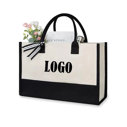 Personalized Initial Canvas Beach Bag