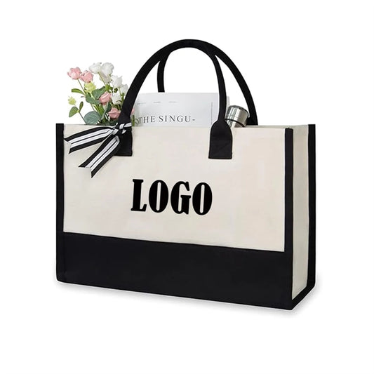Personalized Initial Canvas Beach Bag