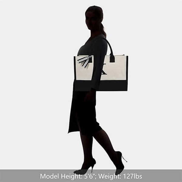 Personalized Initial Canvas Beach Bag