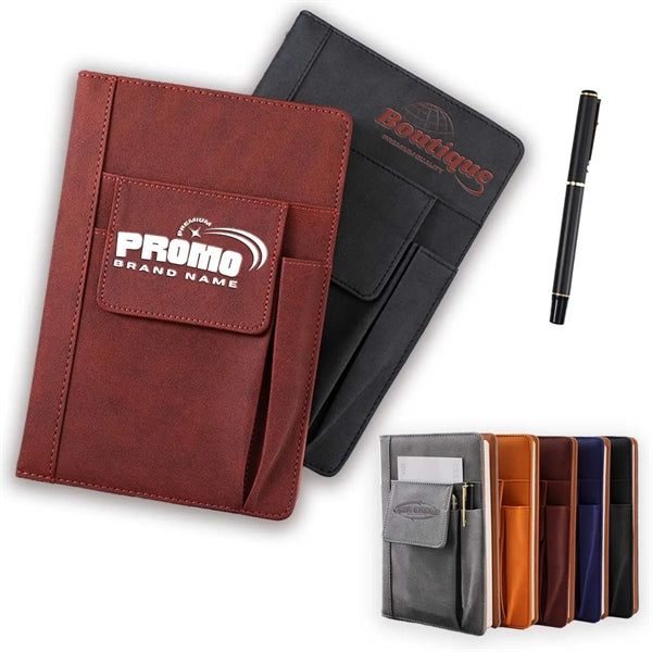 A5 Horizontal Line Hardcover Executive Notebooks w/ Pocket