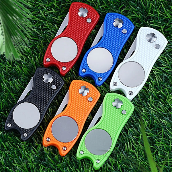 Golf Divot Repair Tool Pitch Fork With Magnetic Ball Marker