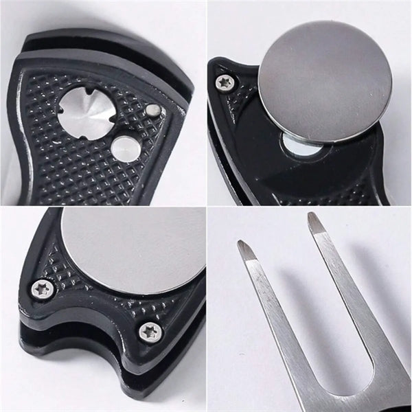 Golf Divot Repair Tool Pitch Fork With Magnetic Ball Marker