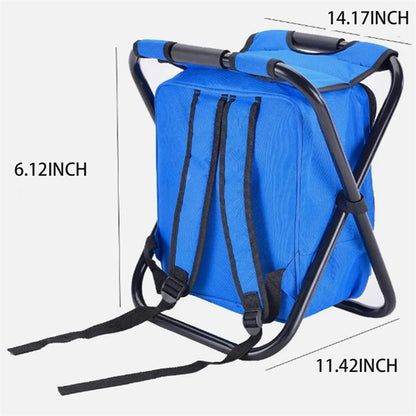 Folding Portable Camping Chair With Cooler Insulated Bag