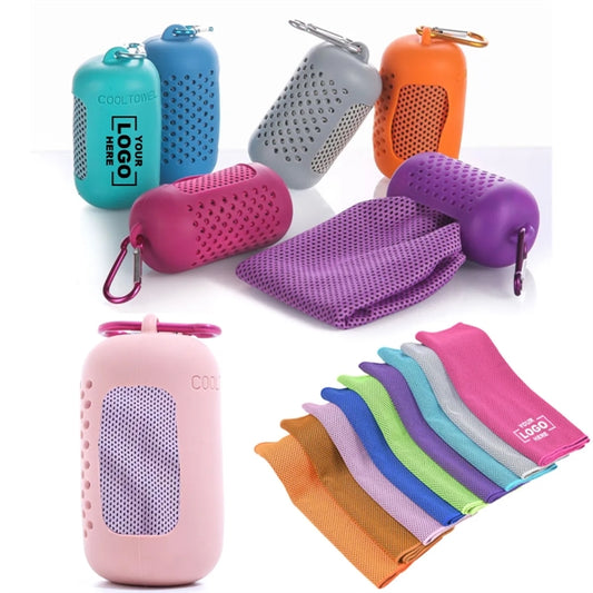 Portable Sports Towel Cooling With Silicone Case