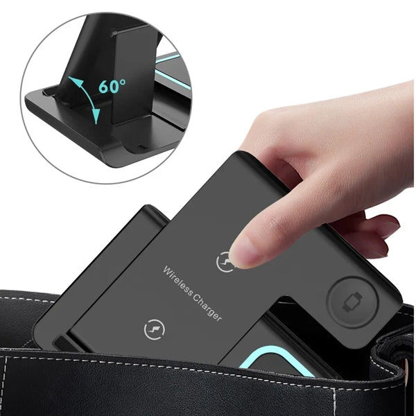 15W Wireless Charger 3 in 1 Fast Foldable Charging Station
