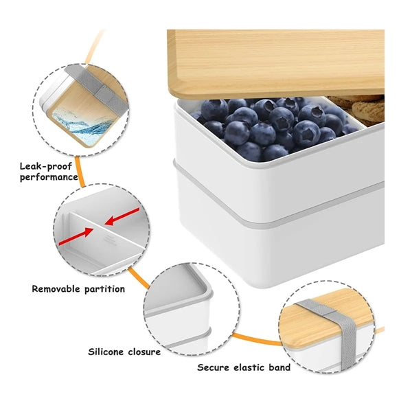 Leakproof Bento Box With Two Dividers
