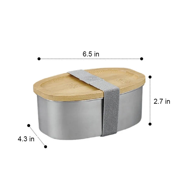 Stainless Steel Lunch Container With Wood Lid 24oz/30oz