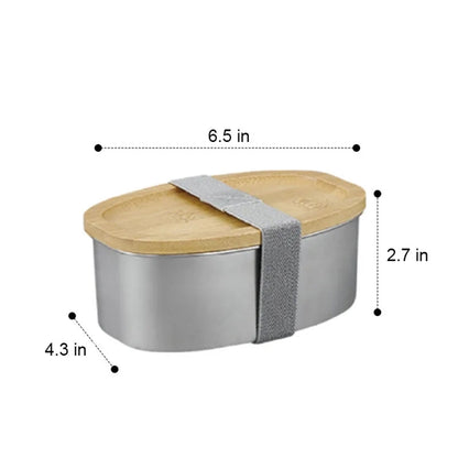 Stainless Steel Lunch Container With Wood Lid 24oz/30oz