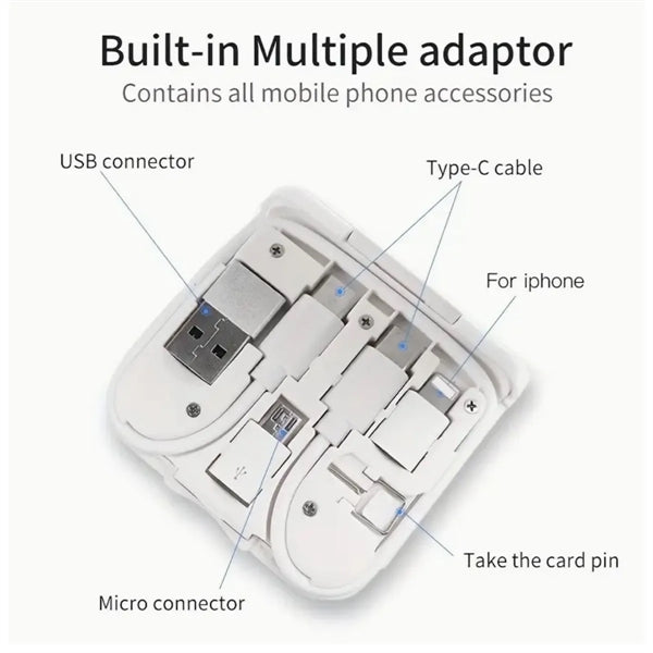 10 In 1 Foldable Magnetic Wireless Charge Data Cable Bag