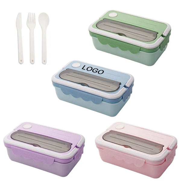 Wheat Straw Lunch Box With Fork and Spoon