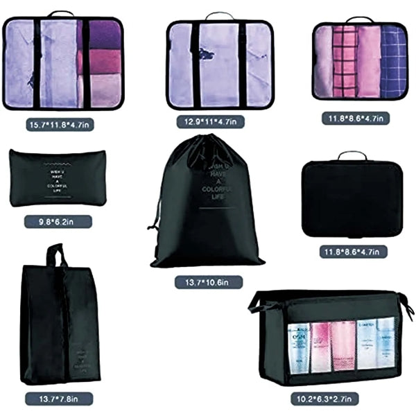 8pcs Waterproof Mesh Travel Luggage Packing Organizer