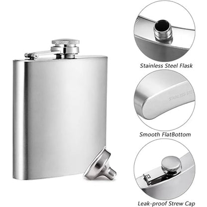 6 Oz Stainless Steel Leak Proof Hip Flask With Funnel