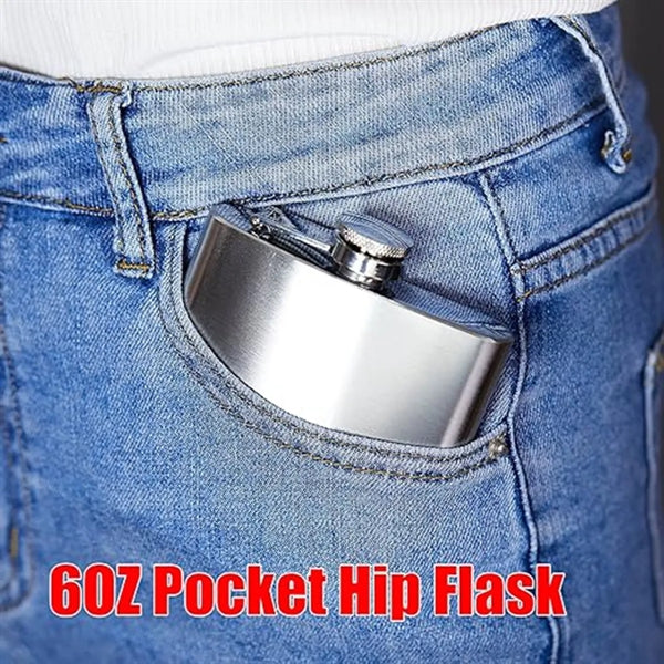 6 Oz Stainless Steel Leak Proof Hip Flask With Funnel
