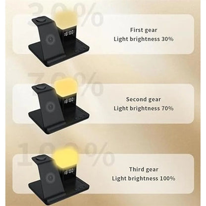 6 in 1 Charging Station With Alarm Clock And Night Light
