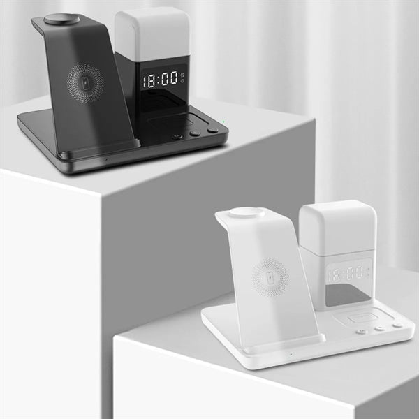 6 in 1 Charging Station With Alarm Clock And Night Light