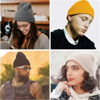 Unisex Warm Winter Hats Acrylic Knit Cuffed Beanie