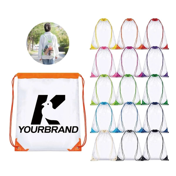 Muticolor Durable PVC  Adjustable Clear Drawstring Bagpack