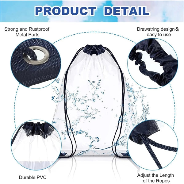 Muticolor Durable PVC  Adjustable Clear Drawstring Bagpack