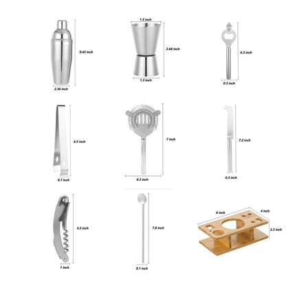 Custom Fashion 8-Piece Silver Cocktail Shaker Set