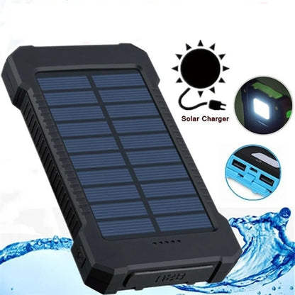 Portable 8000mAh Solar Charger with Flashlight & Compass