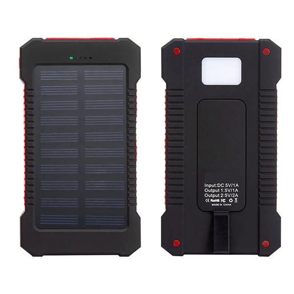 Portable 8000mAh Solar Charger with Flashlight & Compass