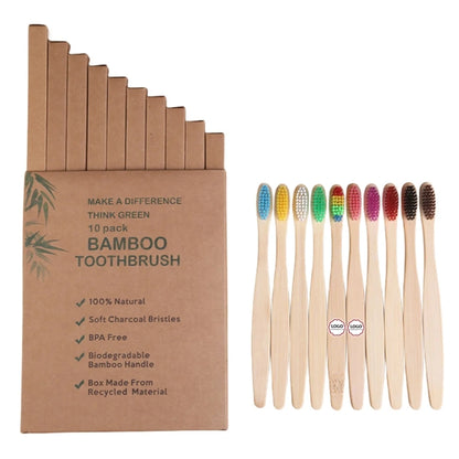 Natural Bamboo Toothbrushes(10pcs in a set)