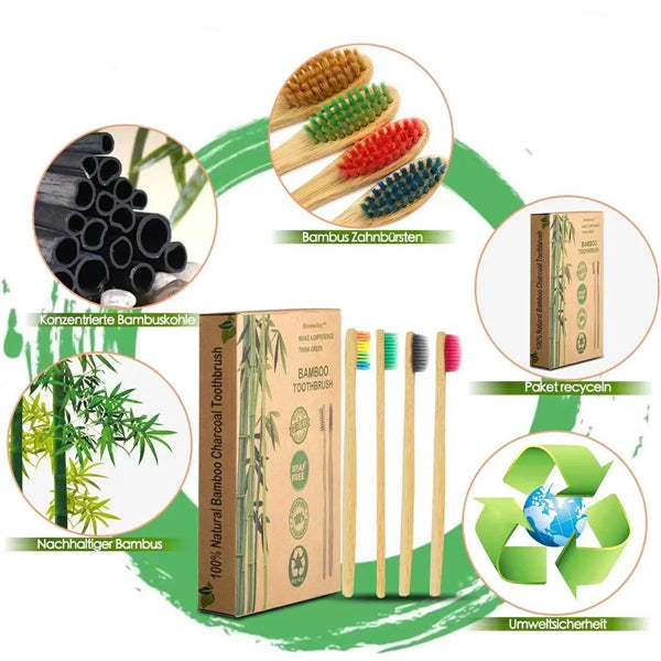 Natural Bamboo Toothbrushes(10pcs in a set)