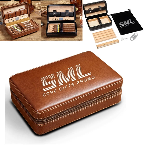 4 Finger Portable Travel Leather Cigar Case