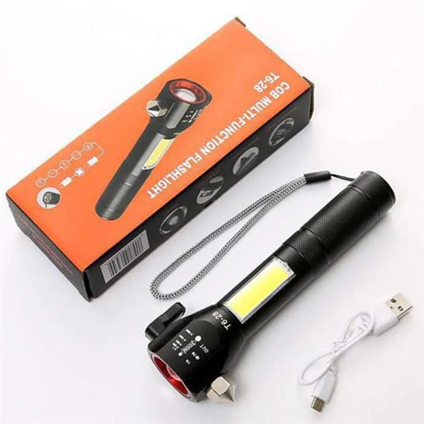 Portable COB Travel Emergency Flashlight with Car Safety Ham