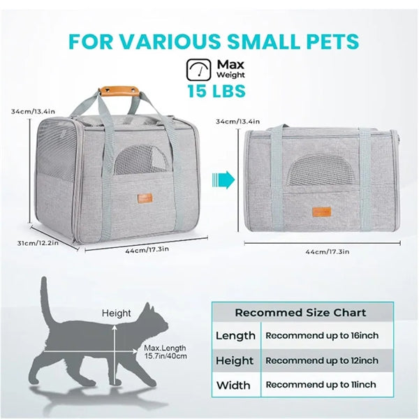 Portable Cat Soft Sided Pet Carrier Travel Dog