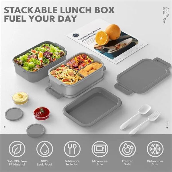 Adult Bento Lunch Box 3 Layers Stackable Leak Proof