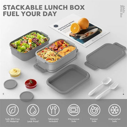 Adult Bento Lunch Box 3 Layers Stackable Leak Proof